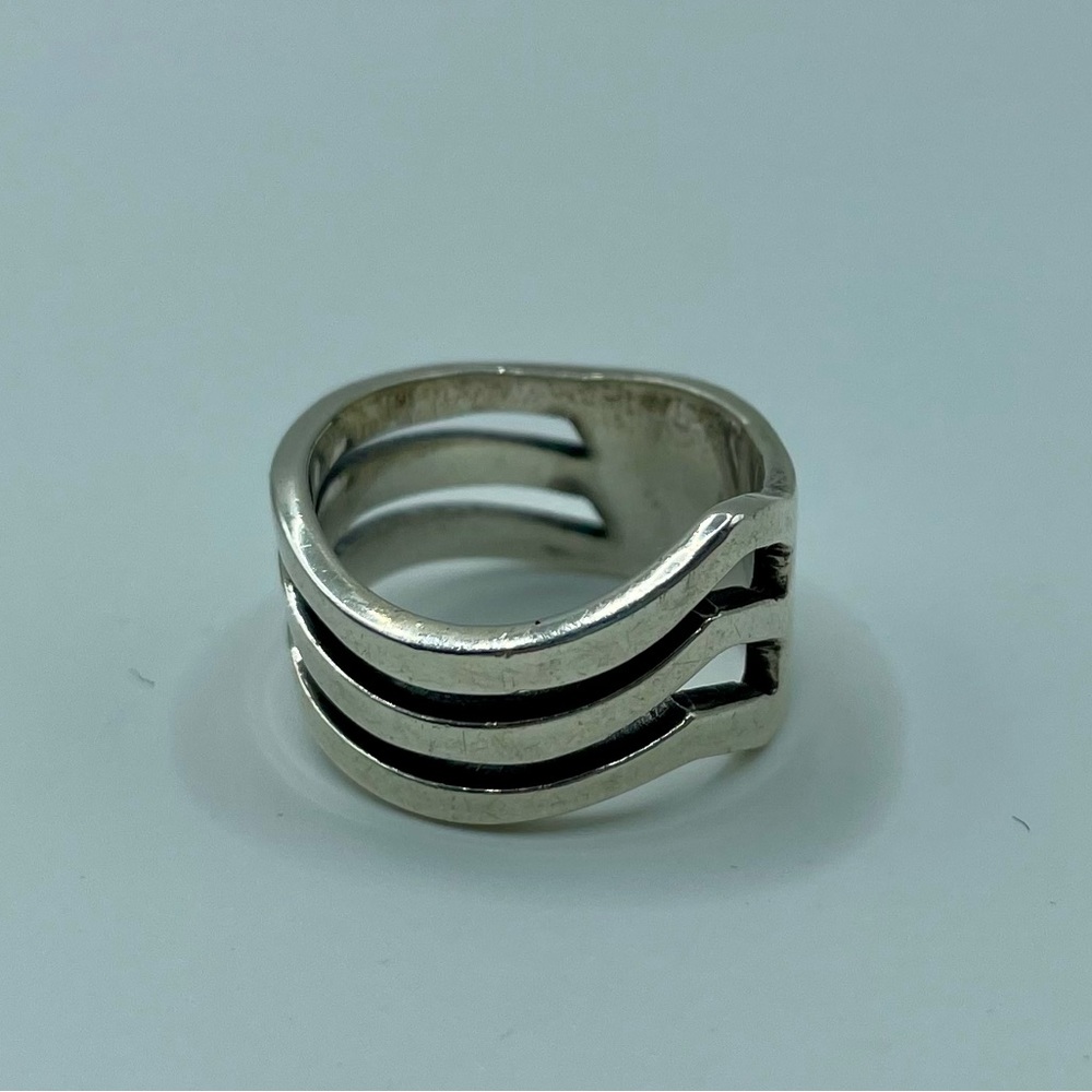 Vintage Wave Triple Row Sterling Silver 925 Ring